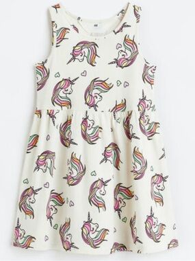 H&M | Unicorn Print Cotton Tank Dress - White (8/10)